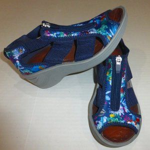 Bzees Duet Floral Blue Zipper Wedge Comfort Sandal